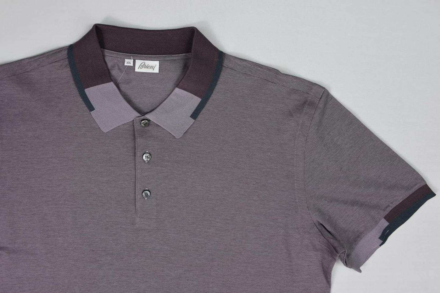 Brioni Men's Cotton Silk Detail Polo Shirt Size XXL New