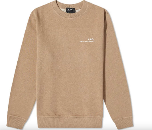 A.P.C. Men's ITEM LOGO CREW SWEAT Beige Size S New $245    COEAF H27608