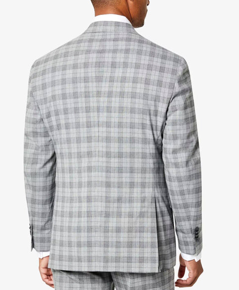 Sean John Men's Classic-Fit Plaid Grey Suit Jacket 42 R New $360   MBRY19SX0400