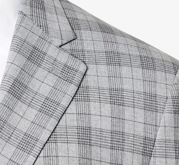 Sean John Men's Classic-Fit Plaid Grey Suit Jacket 42 R New $360   MBRY19SX0400