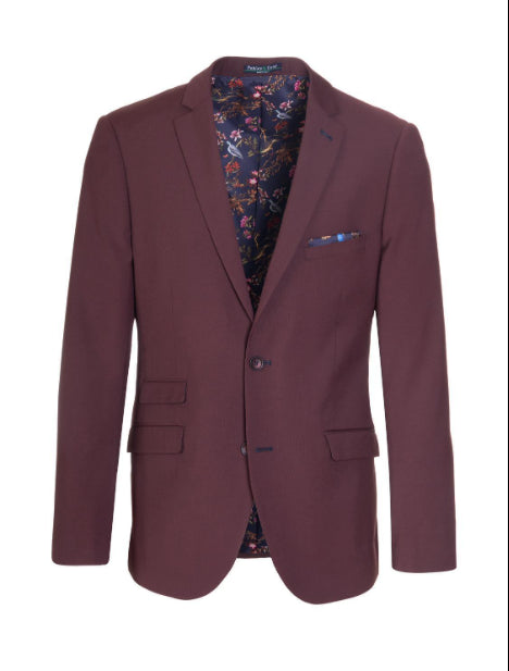 Paisley & Gray Men's Wine Dover Notch Slim Jacket Sz 46 R New $255   5449J