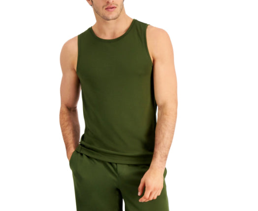 Ideology Mens Birdseye Training Mesh Sleeveless Tank T-Shirt Olive Green XLT New