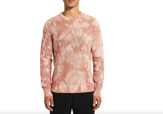 Theory Men's Masten Tie Dye Crew Sweater Rose Dust/Burlwood S NEW $225 L0284706