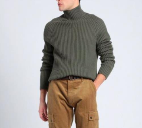 HUGO BOSS Men's Green Wool Heavy Cable Knit Turtleneck Sweater S New $348 LISU