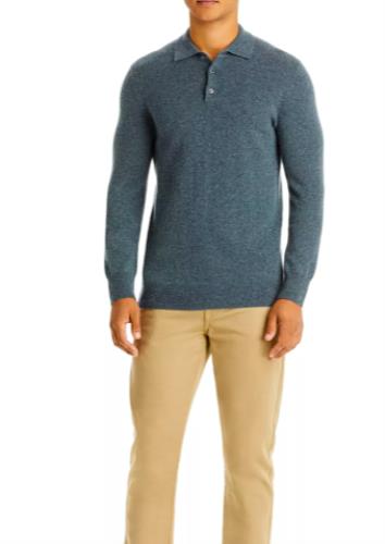 The Mens Store Bloomingdale's SeaGlass Cashmere 3 Button Polo Sweater S New $228