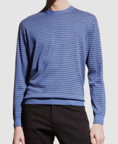 Maurizio Baldassari Men's Silk/Cotton Crew Neck Striped Sweater 52 L NEW $395