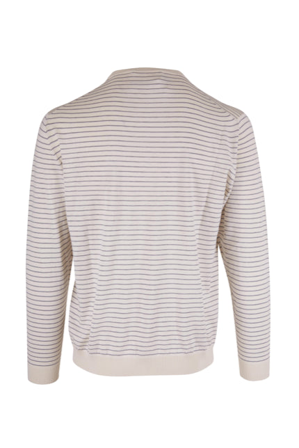 Maurizio Baldassari Mens Silk/Cotton Crew Neck Striped Sweater EU54- XL NEW $395