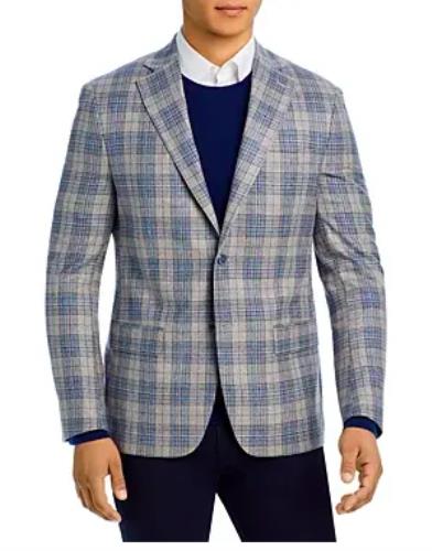 Robert Graham Men's Ringo Tan/Blue Modern Fit Silk Wool Sport Coat 48 R New $698