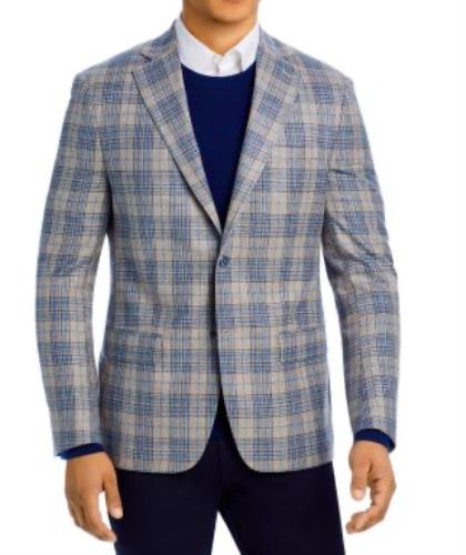 Robert Graham Men's Ringo Tan/Blue Modern Fit Silk Wool Sport Coat 46 R New $698