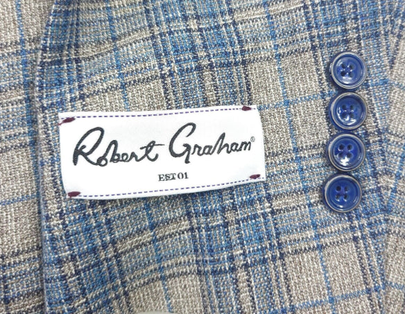 Robert Graham Men's Ringo Tan/Blue Modern Fit Silk Wool Sport Coat 46 R $698