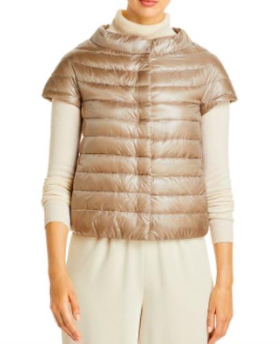 Herno Emilia Taupe short sleeve puffer jacket  38 IT- 2 US NEW $495 PI0110DIC