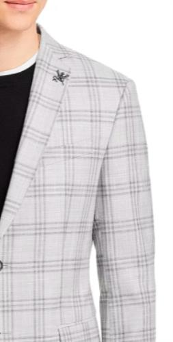 John Varvatos Men Bond JF Plaid Slim Fit Gray Wool Linen Sport Coat 42R New $500