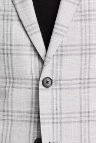 John Varvatos Men Bond JF Plaid Slim Fit Gray Wool Linen Sport Coat 42R New $500