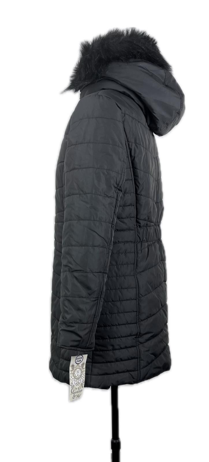 MARALYN & ME Women's FAUX-FUR-TRIM BIB PUFFER COAT Jacket Size S New $100 6112ME