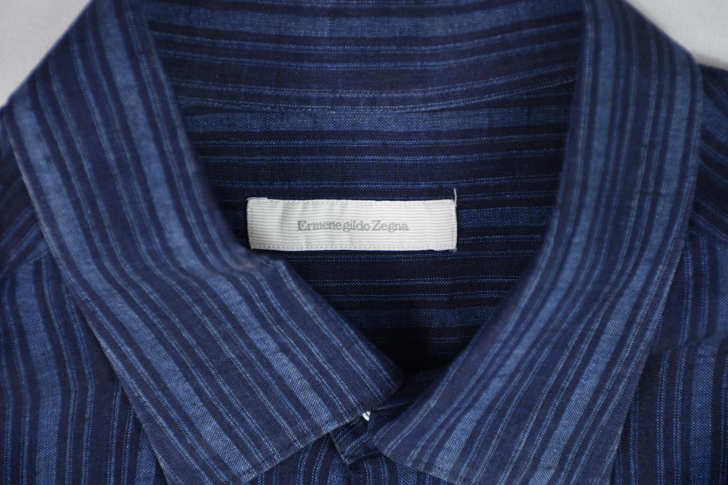 Ermenegildo Zegna Mens Navy Blue Linen Shirt Size XXL MINT