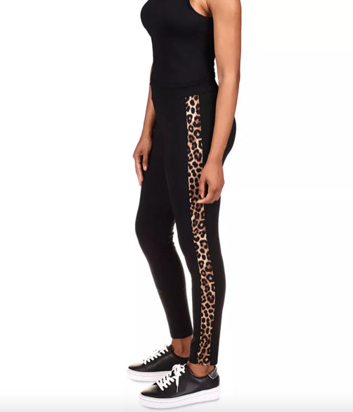 MICHAEL KORS Cheetah-Panel Leggings Pants Petite P/L NEW $98 P89308L1WL