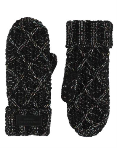 KG KURT GEIGER Back Metallic Cable Stitch Mittens Gloves Lurex NEW $58 KGS100221