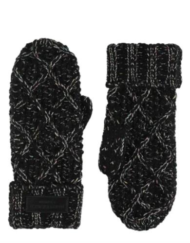 KG KURT GEIGER Back Metallic Cable Stitch Mittens Gloves Lurex NEW $58 KGS100221