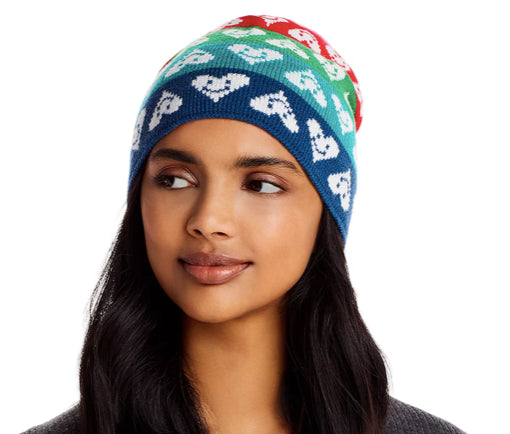 AQUA x Kerri Rosenthal Multicolor Heart Beanie NEW AQ13467