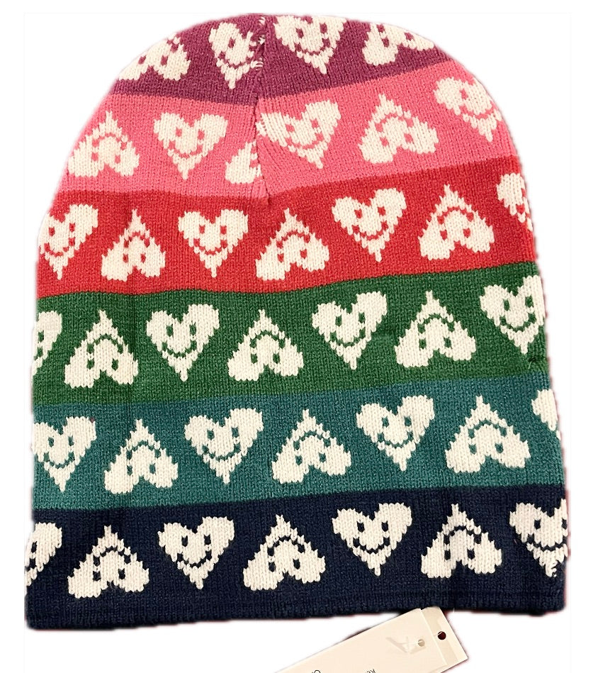 AQUA x Kerri Rosenthal Multicolor Heart Beanie NEW AQ13467