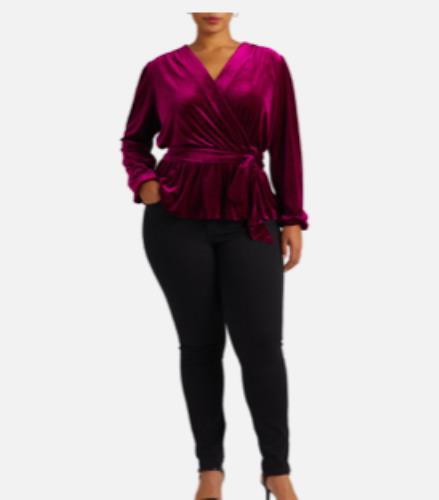 Ralph Lauren Women's Velvet Belted Peplum Top Size 2X NEW $165   202881738001