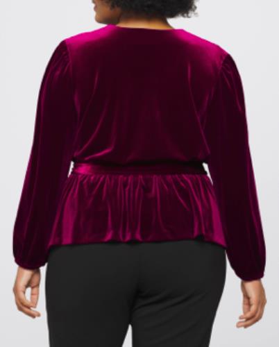 Ralph Lauren Women's Velvet Belted Peplum Top Size 1X NEW $165   202881738001