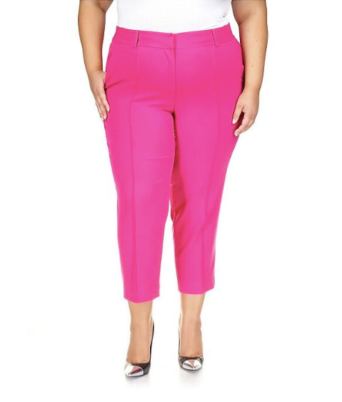 MICHAEL KORS Women Pink Slim Ankle High Waist Pants Plus 22W NEW $125 WR330F7G06