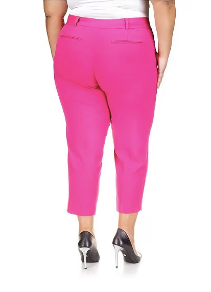 MICHAEL KORS Women Pink Slim Ankle High Waist Pants Plus 22W NEW $125 WR330F7G06