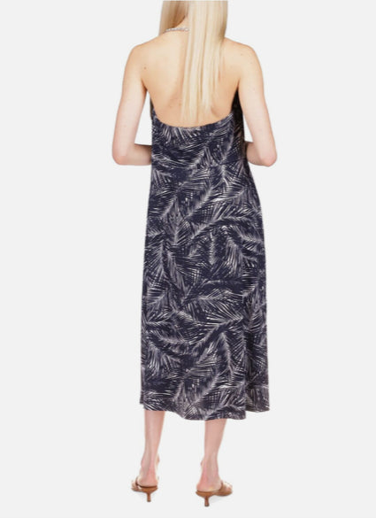 MICHAEL KORS Women Navy Open Back Unlined Chain-link Strap Midi Dress S NEW $140