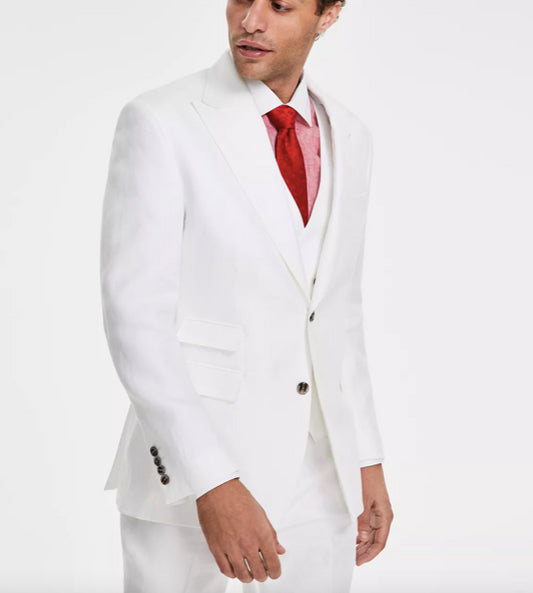 Tayion Collection Men Classic-Fit Linen Suit Jacket Herringbone 44R ACON1RNZ0000