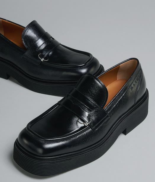 Marni MOCCASIN Square Toe Loafers SHINY LEATHER 41 - 8 US NEW $1135 MOMR004303