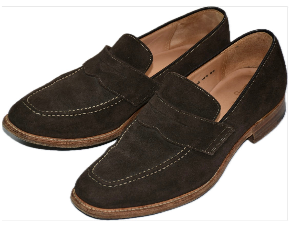 Dunhill Men's Suede Dark Brown Penny Loafers Shoes US 9.5  IT 42.5 - 8.5 UK MINT