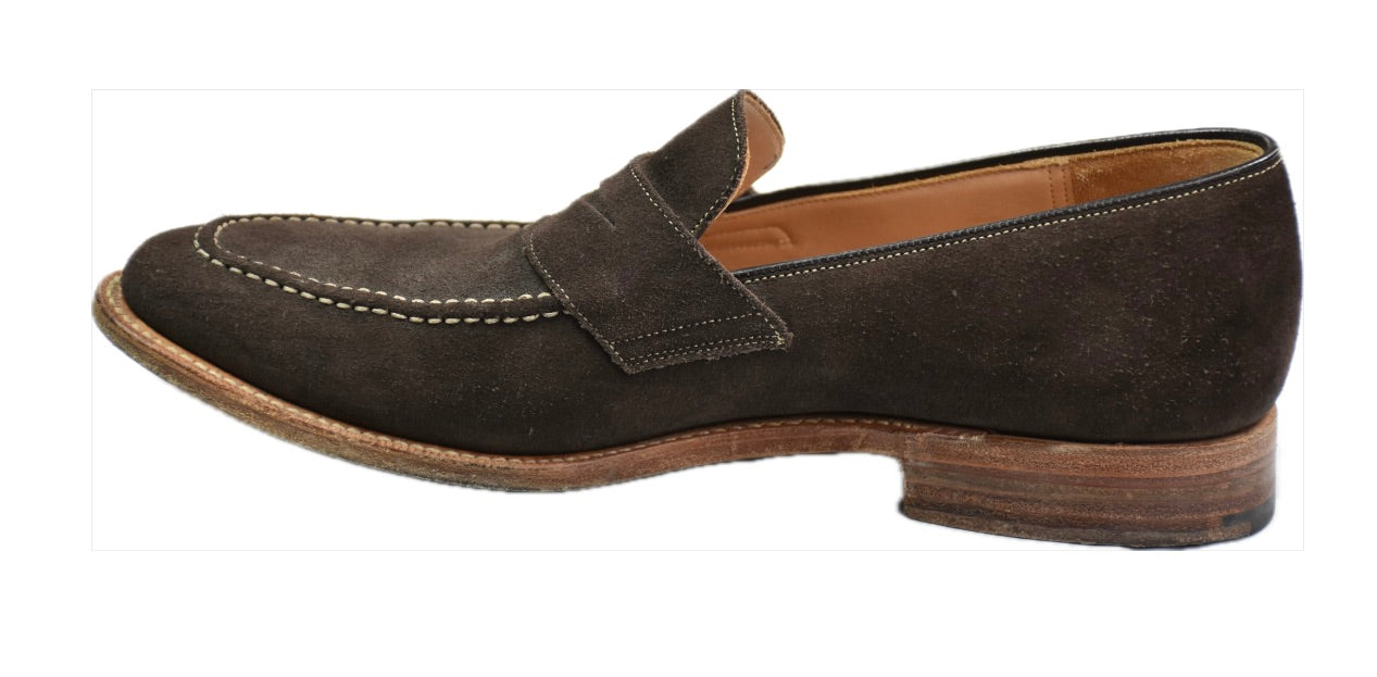 Dunhill Men's Suede Dark Brown Penny Loafers Shoes US 9.5  IT 42.5 - 8.5 UK MINT