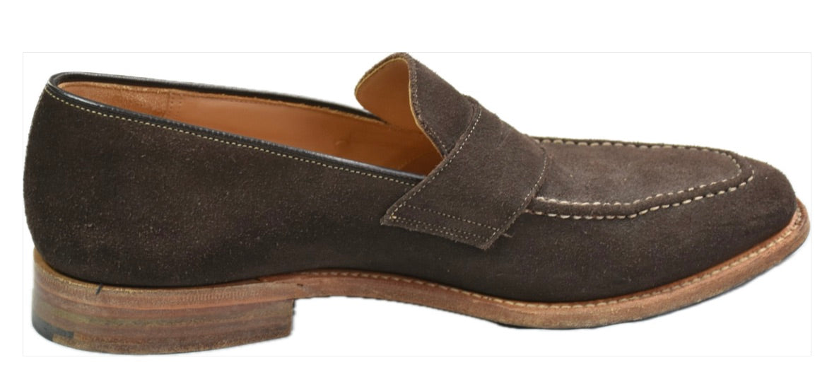 Dunhill Men's Suede Dark Brown Penny Loafers Shoes US 9.5  IT 42.5 - 8.5 UK MINT