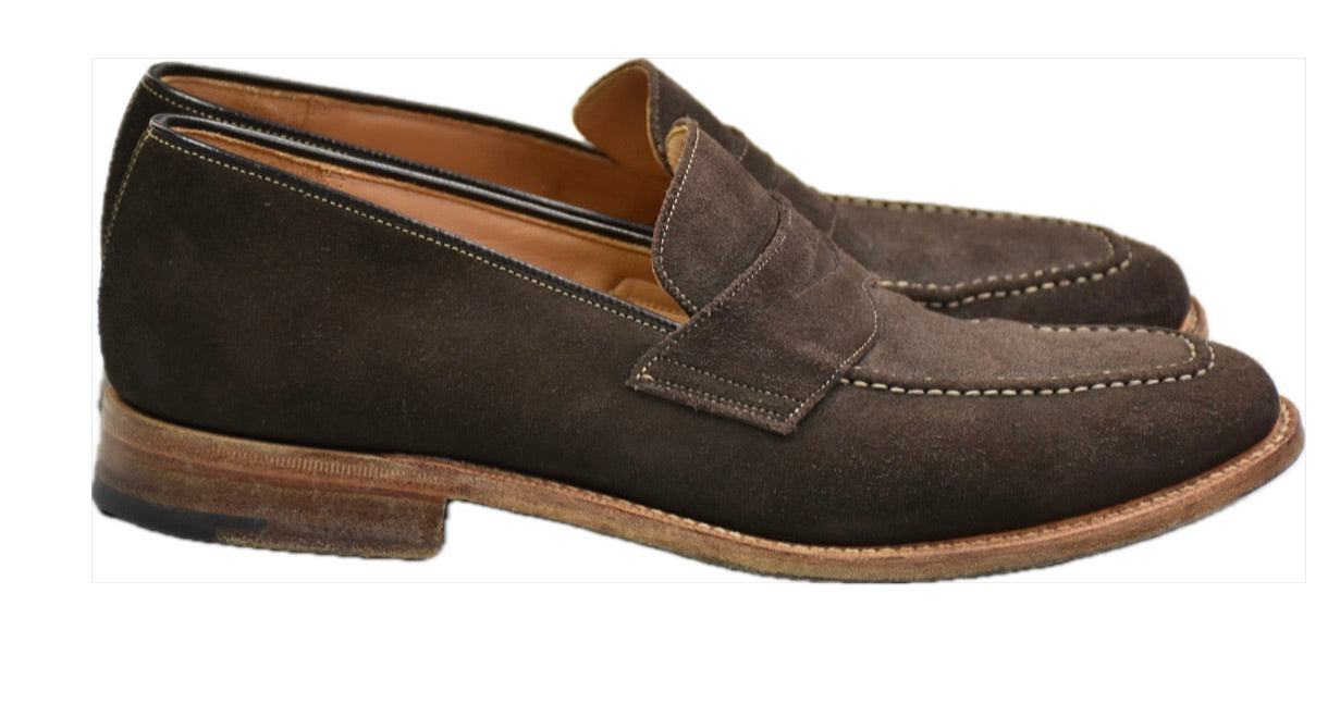 Dunhill Men's Suede Dark Brown Penny Loafers Shoes US 9.5  IT 42.5 - 8.5 UK MINT