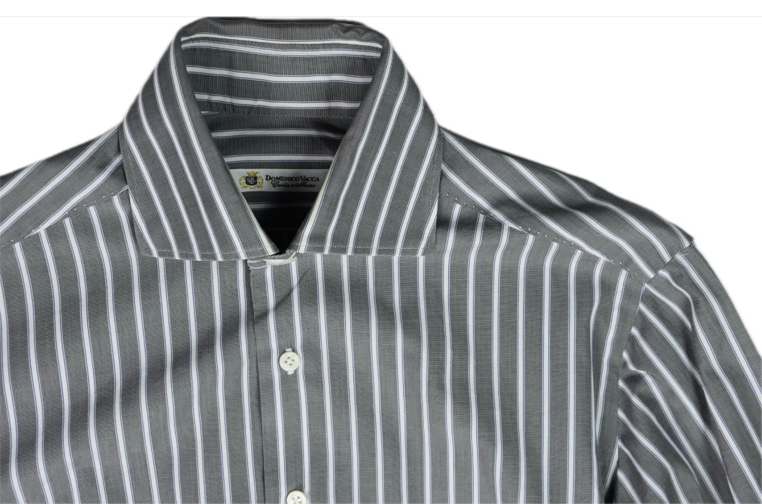 Domenico Vacca Men's Stripe GRAY WHITE Dress Shirt Size 15.5 Mint