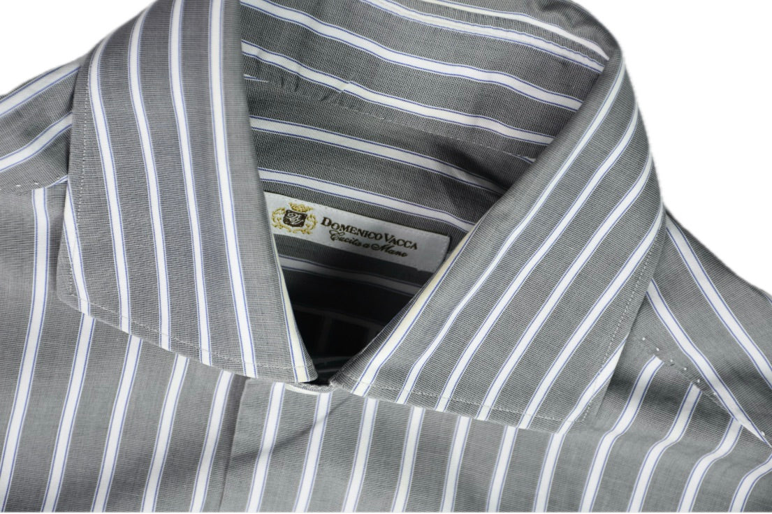 Domenico Vacca Men's Stripe GRAY WHITE Dress Shirt Size 15.5 Mint