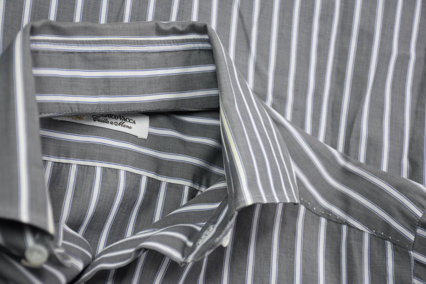 Domenico Vacca Men's Stripe GRAY WHITE Dress Shirt Size 15.5 Mint