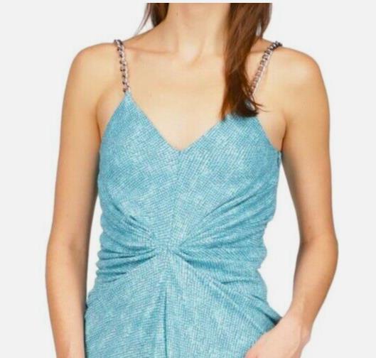 Michael Kors Womens Uroko Twist ChainStrap Dress Turquoise M NEW $155 MU2808P79D