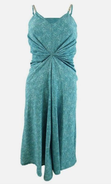 Michael Kors Womens Uroko Twist ChainStrap Dress Turquoise M NEW $155 MU2808P79D