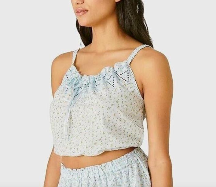 Lucky Brand Women Floral-Print Cotton Cropped Camisole Tank L NEW $59 7W46321