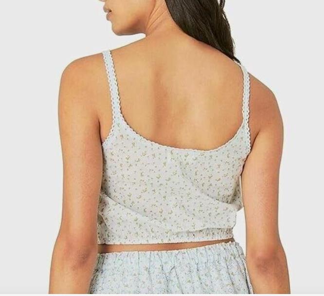 Lucky Brand Women Floral-Print Cotton Cropped Camisole Tank L NEW $59 7W46321