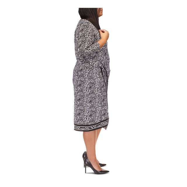 Michael Kors Women's Zebra-Print Asymmetric Midi Dress Plus 2X $150 WR3800Y7RM