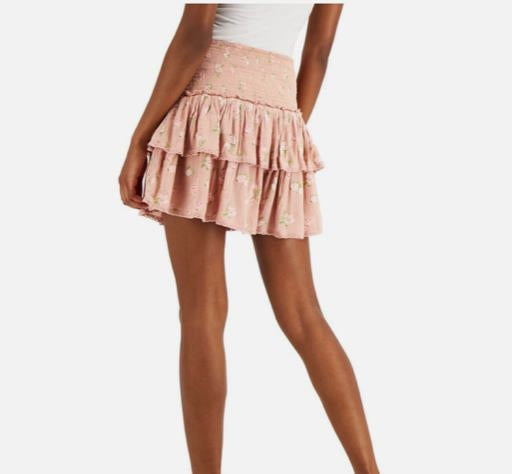 LUCKY BRAND Women's Smocked Pull-on Tiered Lined Mini Skirt L NEW $80 7W92071