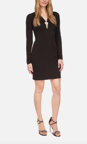 MICHAEL KORS Womens O-ring Long Sleeve Short Sheath Dress L NEW $140 MR381F403G