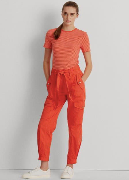 Ralph Lauren Women Micro-Sanded Twill Cargo Pants Orange 4 NEW $125 200851835007