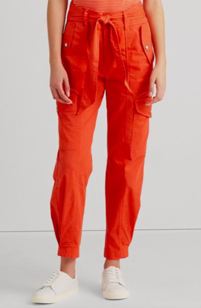 Ralph Lauren Women Micro-Sanded Twill Cargo Pants Orange 4 NEW $125 200851835007