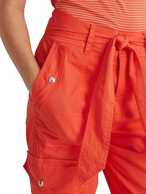 Ralph Lauren Women Micro-Sanded Twill Cargo Pants Orange 4 NEW $125 200851835007