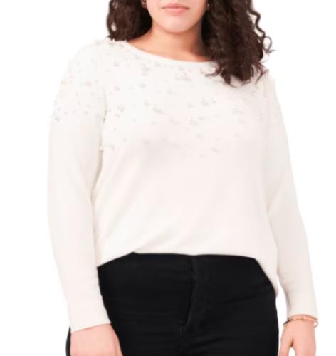 VINCE CAMUTO Women's Chloe Pearl Embellished Sweater M NEW $99 9161219