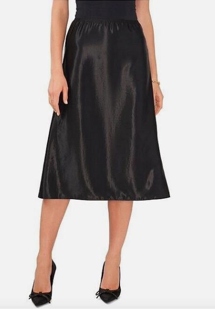 Vince Camuto Skirt A-Line MIDI Satin Pull-On Elastic Waist M NEW $79 91522431